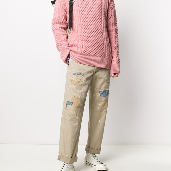 [LANEUS] Crew Neck aran-knit Jumper - Picture 3 of 7